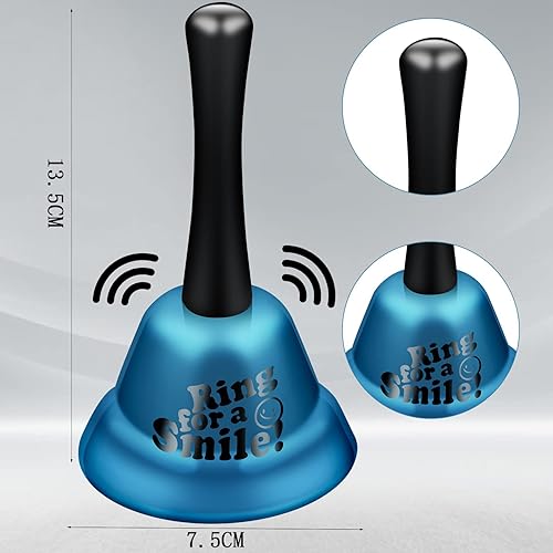 Miniatura 3 de Campana de mano de metal azul – Campana de aula de 5.3 pulgadas para escuelas, oficinas, hoteles
