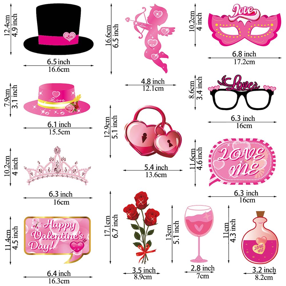 Kit DIY Accessoires Photobooth 33 Pièces Pour Mariage, Anniversaire, EVJF - Saint-Valentin & Fêtes