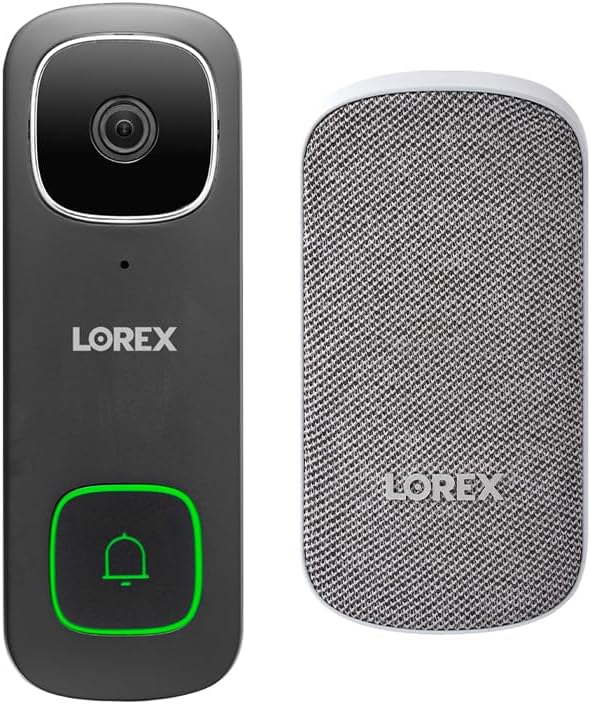 Lorex 2K Wired Video Doorbell (Black) with WiFi Chime Kit