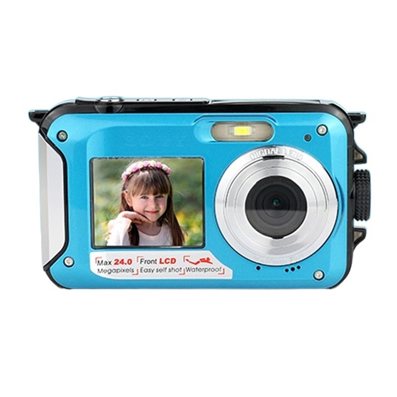 Kamera wideo 48MP Mini Aparaty Cyfrowe Dla Dzieci Do Fotografii Retro Vintage Dziecięcy Kompaktowy Rejestrator Wideo 3M Wodoodporne Kamery Zewnętrzne(No TF Card,Blue)