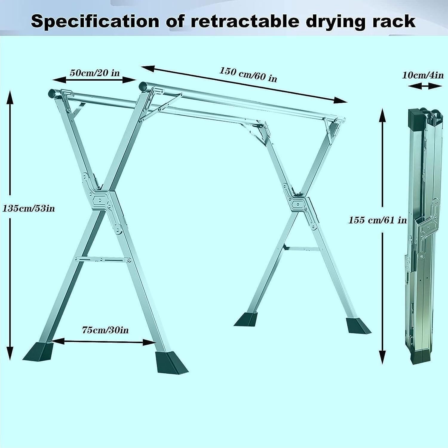 Foldable Space-Saving Clothes Rack Floor-Standing Clothes Rack Tripod Portable Rotating Clothes Rack，Foldable Stainless Steel Laundry Rack - Heavy-Duty Clothes Drying Stand, Space-Saving Clo