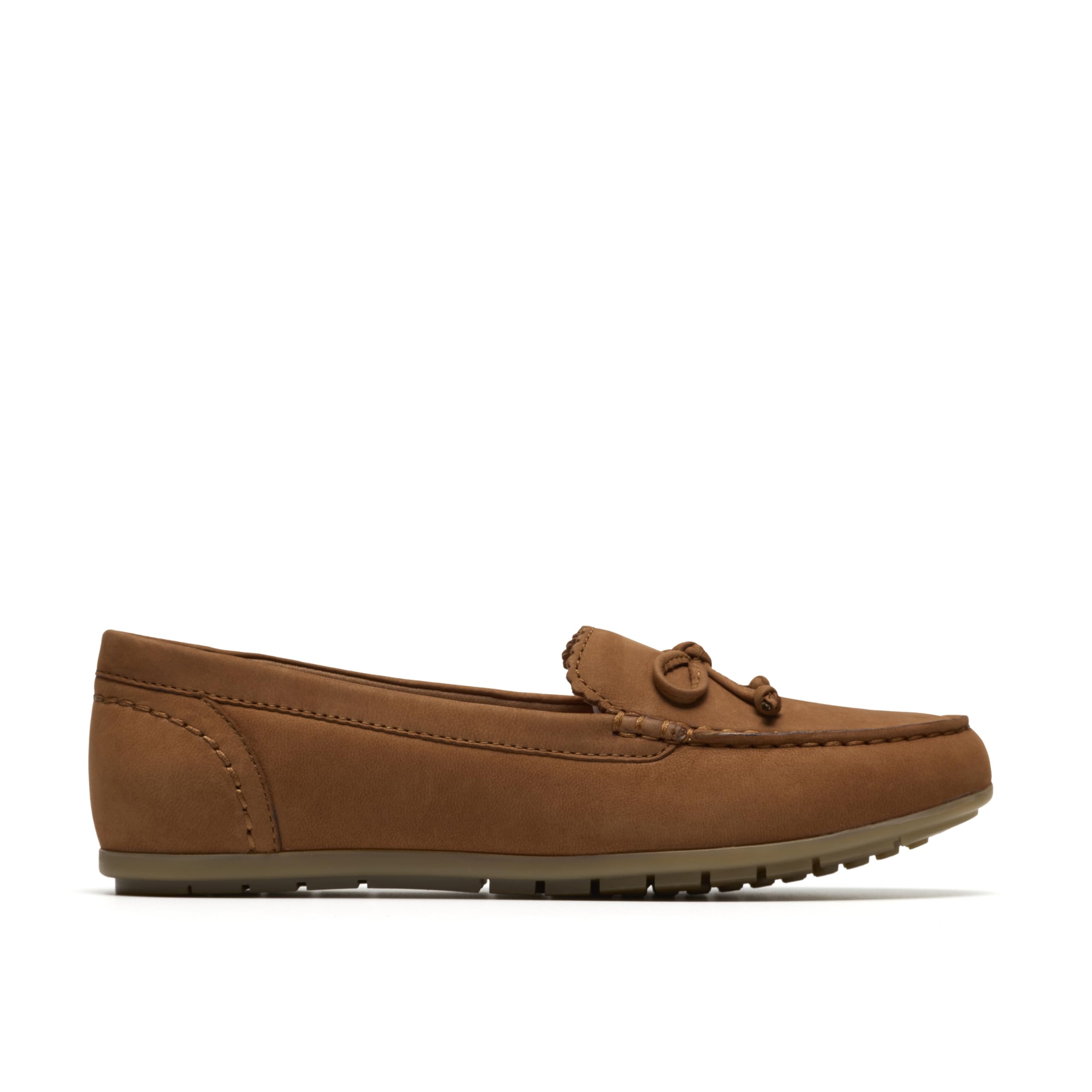 Clarks Women's Elliotte Sail Tan Nubuck Loafers, Slip Ons, Moccasins in Brown | Size: 4-Standard Fit