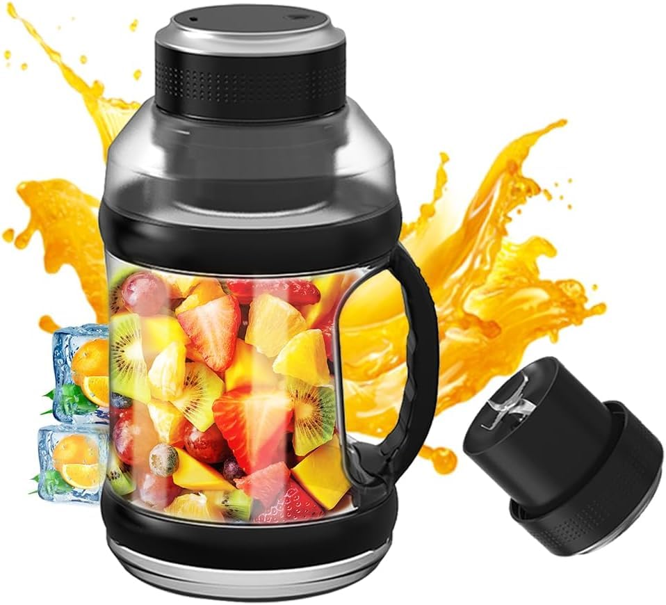 Portable Blender 2L Juice Blender Bottle Sports Water Bottle Blender for Outdoor Kitchen Gym Sport 270W Waterproof Blender with 6 Blades USB Rechargeable