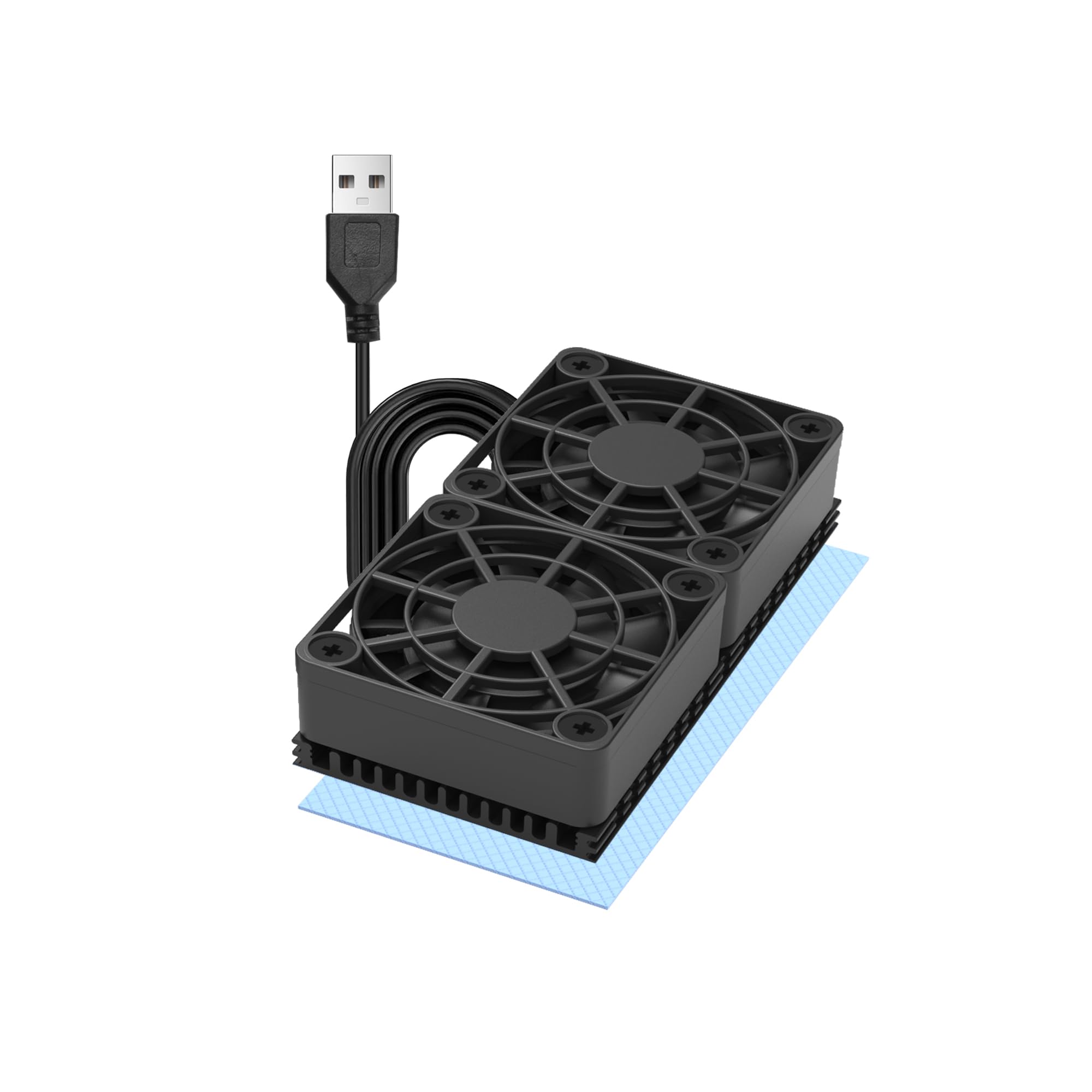 PANO-MOUNTS 80mm 2X 4010 Ultra-Thin Silent USB Radiator Fan with 5mm Aluminum Heat Sink and Thermal Pad for Graphics Cards, Router, HDD, 3D Printer