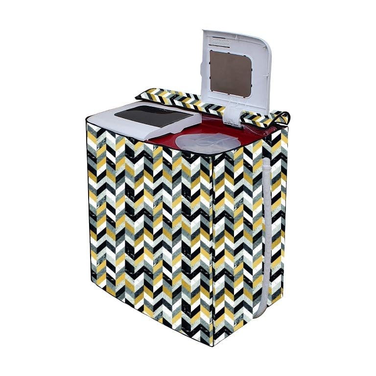 Image of PVC Printed Semi Automatic Washing Machine Cover Compatible For Samsung, Lg, Whirlpool 6Kg, 6.2Kg, 6.5Kg, 7Kg, 7.2Kg, 7.5Kg, 8kg, 8.5kg | Waterproof & Dustproof Cover, Multicolour.