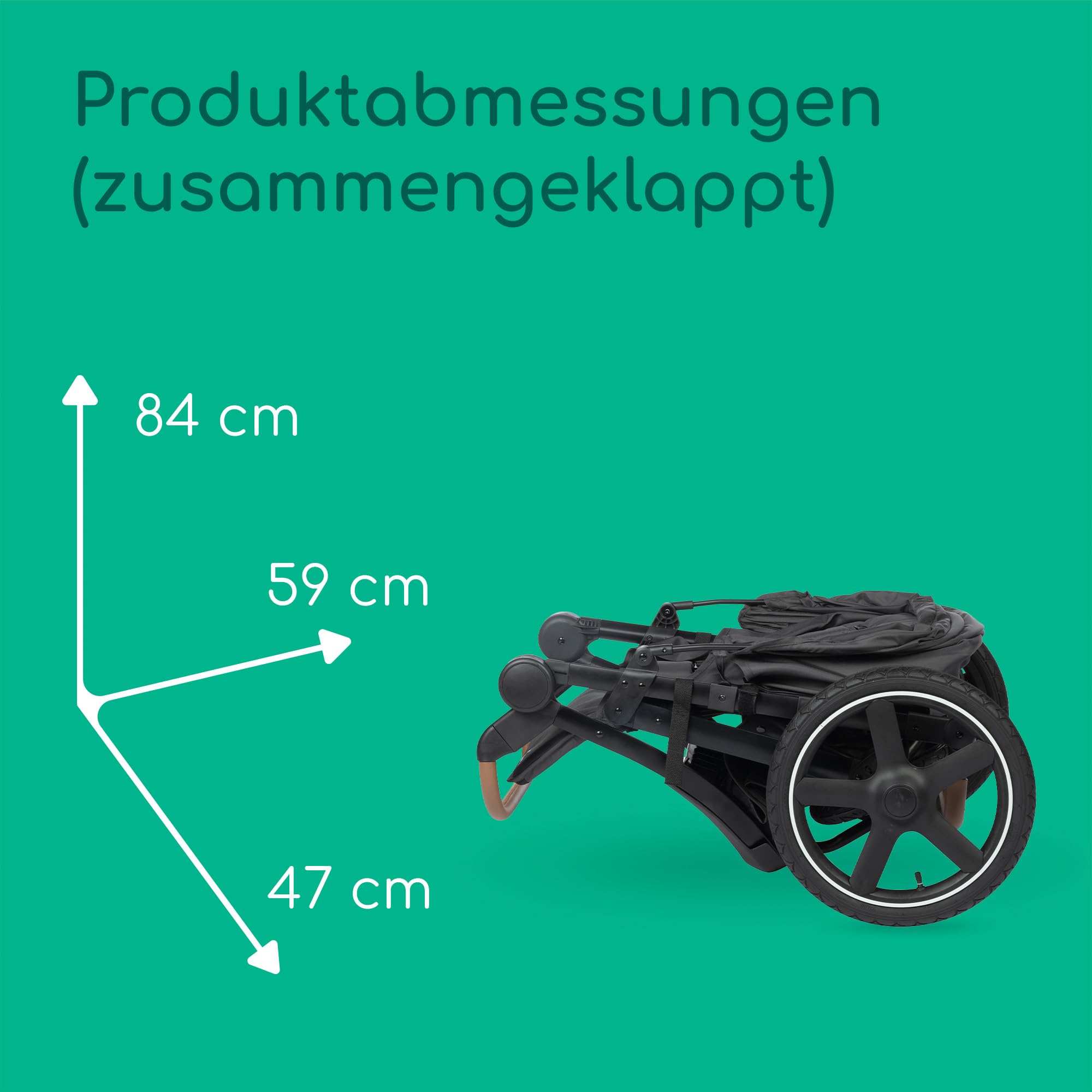 Bebeconfort Cloudy, All-Terrain-Baby Stroller, 0–4 Jahre (max. 22kg), verstellbar, schnell zusammenklappbar, 3 große Kinderwagen Luftreifen, verstellbarer Schieber, geräumiger Korb, Mineral Graphite