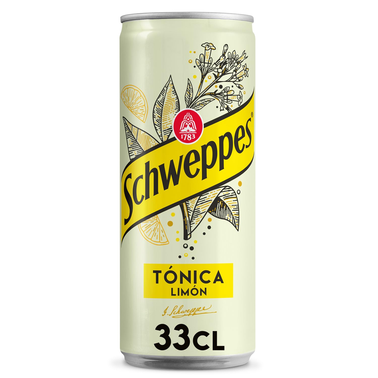 Schweppes Tónica Limón, Bebida Refrescante - Lata, Pack 24 x 33 cl