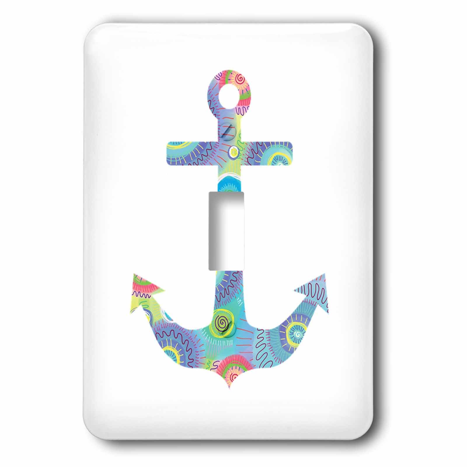 Interrupteur à bascule simple 3dRose lsp_255469_1 avec motif ancre marine bleue