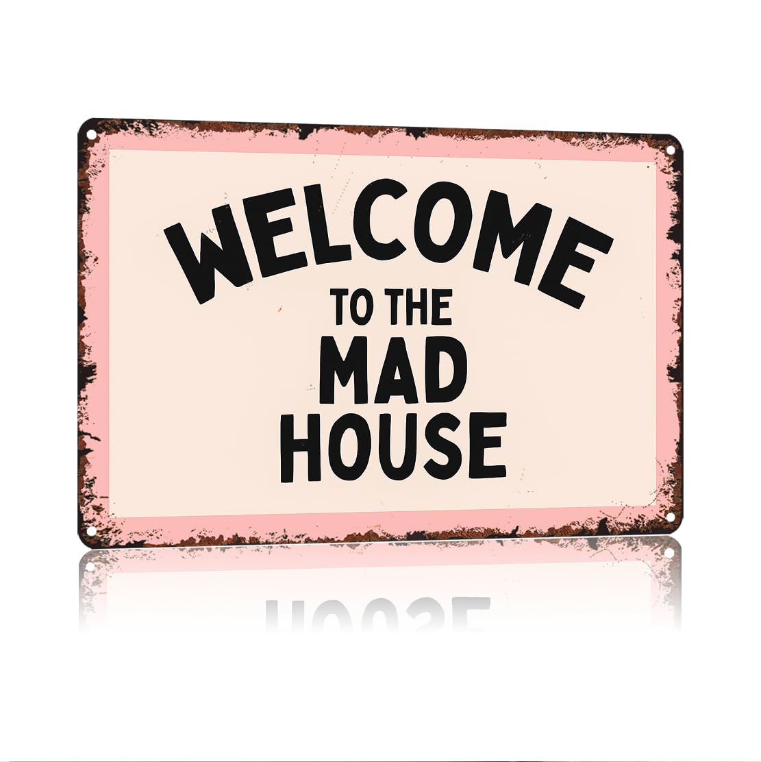 peiyeety Welcome To The Mad House Funny 8x12 Inch Aluminum Vintage Metal Tin Signs-For Living Room Kitchen Bedroom Patio Porch Men'S Nest Wall Decor