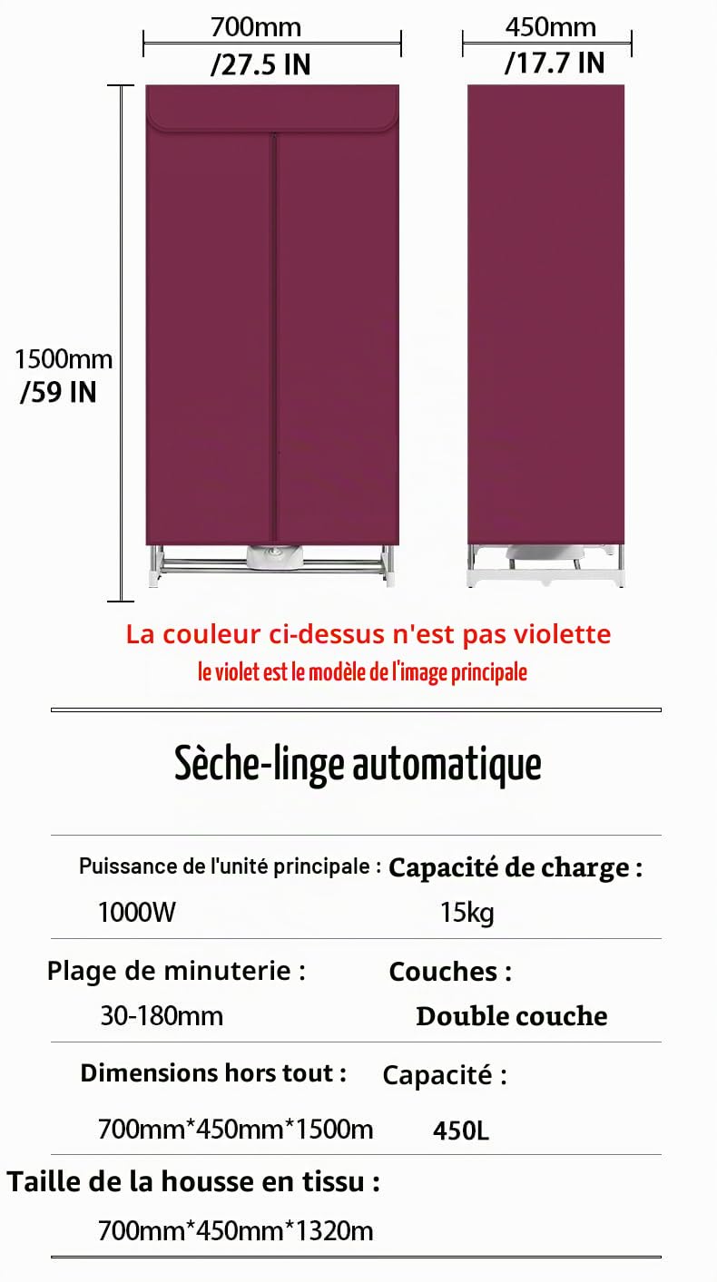 Home Portable électrique Séchoir, Smart portable clothes dryer, Séchoir à Linge electrique portable, Seche linge pliable avec Réglage de L'heure[Classe énergétique A](1000W-EU plug)