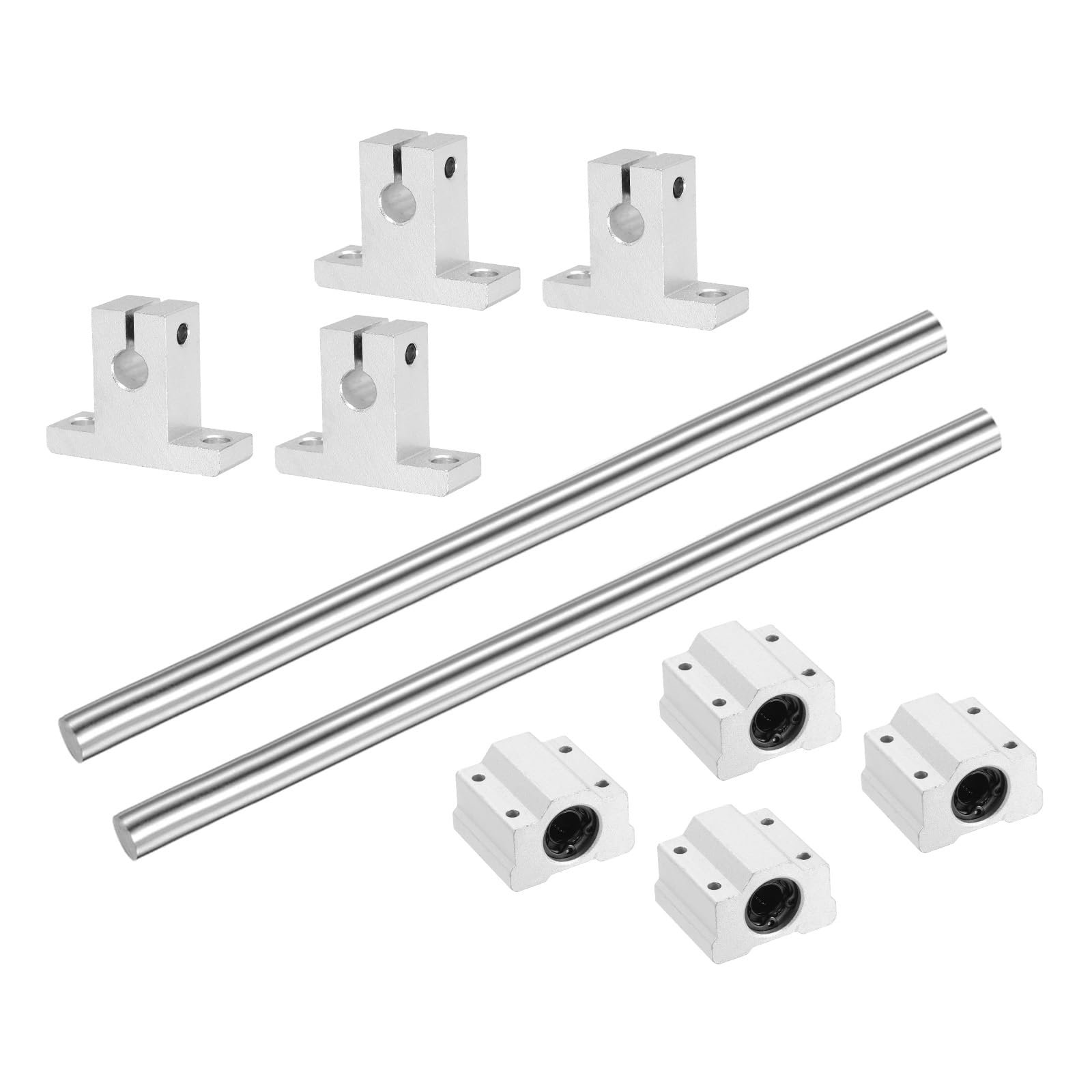 uxcell 2 Pcs 8mm x 150mm Linear Motion Rail Shaft Slide Guide with 4 Pcs SCS8UU Bearings and 4 Pcs SK8 Rail Support Linear Motion Rod Shaft Guide Set for CNC Machine 3D Printer, Silver