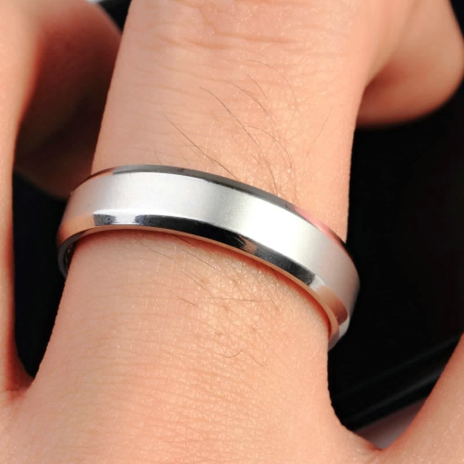 Anillo Pareja,Anillo Personalizado Grabado Anillos Acero Inoxidable Pareja Plata con Redondo Mate Anillos Parejas