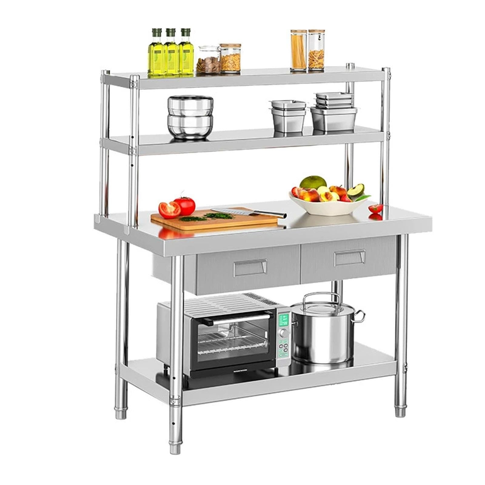 Tavolo Acciaio Inox 201, Piano di Lavoro Cucina, Tavolo Lavoro