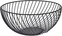 Fruteira Aramada Redonda Preta, Estilo Europeu, 25cm, Inox Base Antiderrapante