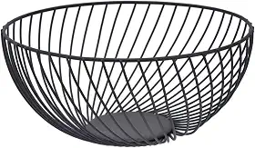 Fruteira Aramada Redonda Preta, Estilo Europeu, 25cm, Inox Base Antiderrapante