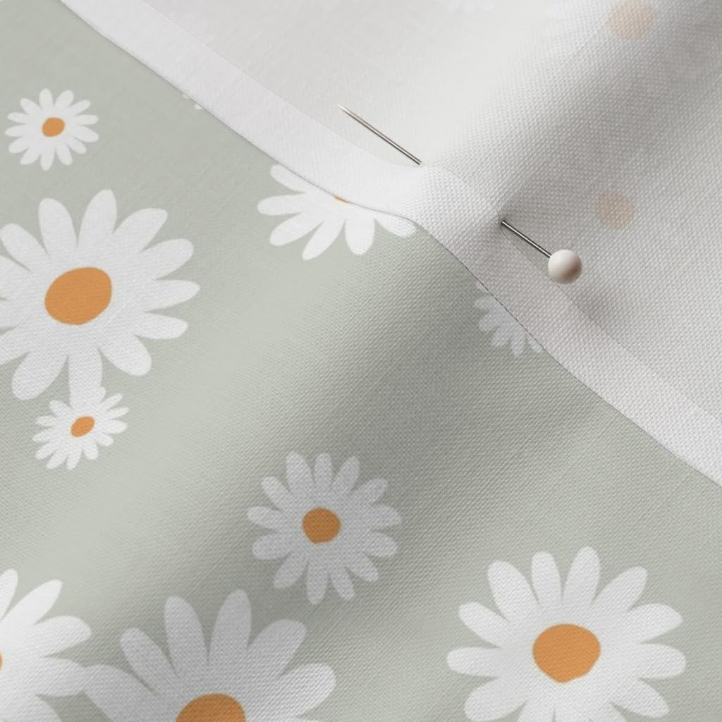 Spoonflower Fabric - Flowers Girls Spring Summer Daisies Garden Scandinavian Boho Minimal Printed on Petal Signature Cotton Fabric by the Yard - Sewing Quilting Apparel Crafts Decor