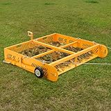 POPMOON 2-in-1 Horse Paddock Cleaner &Tow Behind Trailer, Yard Sweeper for Horse Manure,Upgrades from Manure Scoop - Heavy Duty Drag Manure Collector Suit for Paddock,Pasture