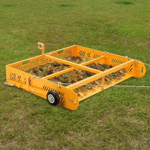 POPMOON 2-in-1 Manure Fork & Tow Behind Trailer, Yard Sweeper for Horse Manure,Upgrades from Manure Scoop - Heavy Duty Drag Manure Collector Suit for Paddock,Pasture