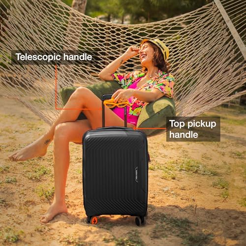 Image of Nasher Miles Coorg Hard-Sided Polypropylene Cabin Luggage 20 inch | 55cm | 8 Wheels Small Trolley Bag for Travel | Suitcase (Black)