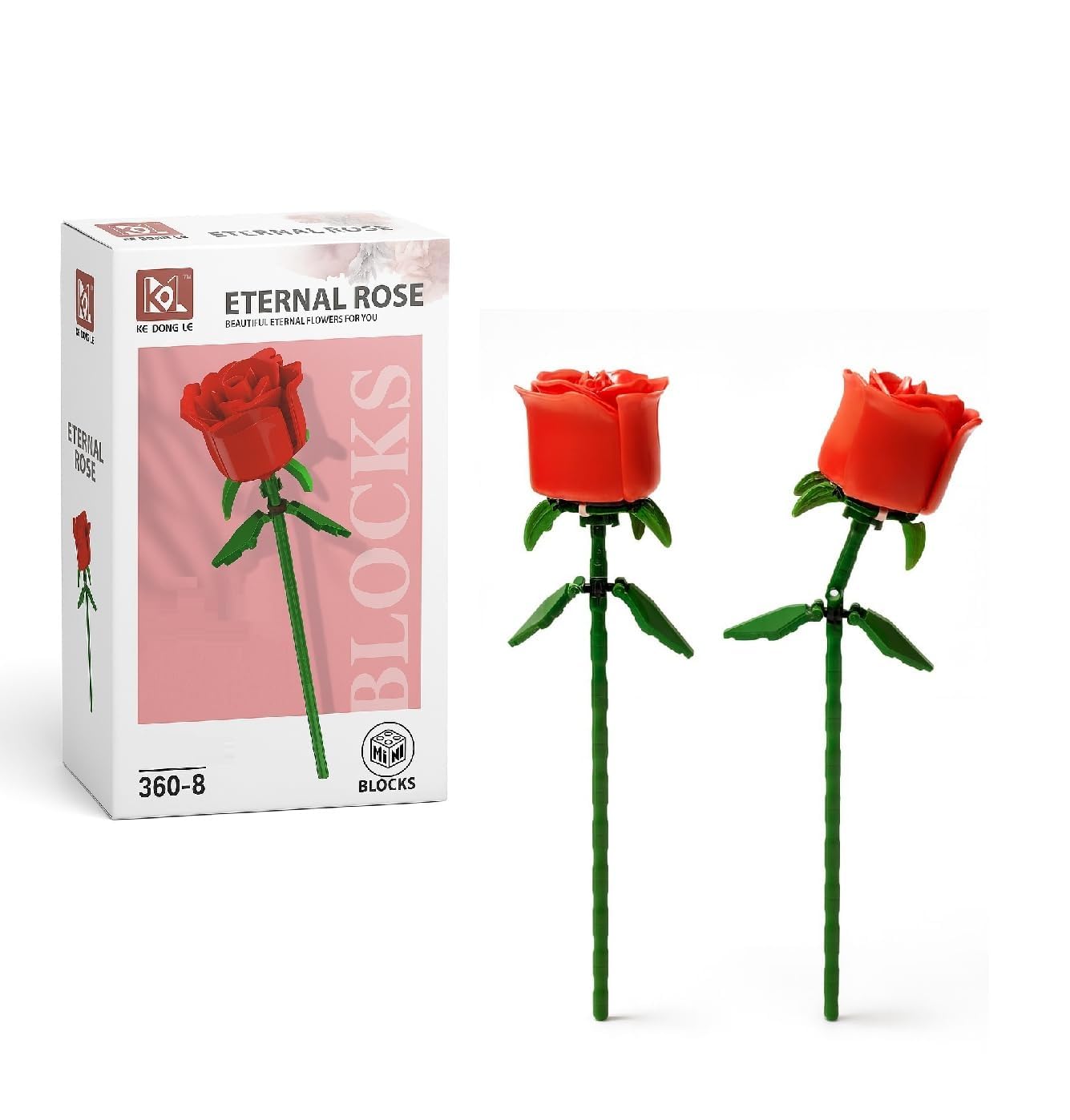 2 Flores Rosa Eterna | Flowers Botanic Bloques de Construcción Adultos | Flores Artificiales Decoracion Hogar | Maquetas para Construir Adultos , Regalos San Valentin, Dia Dos Namorados, Regalo madre