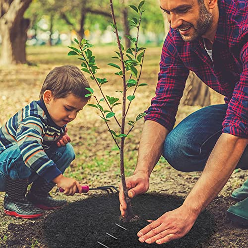 20.5 Inch Non-Woven Tree Mulch Ring, Thickened Tree Protector Mat, Plant Cover With 20 Staples Stakes, Round Anti Grass Gardening Landscaping Fabric Cover For Weed Control Root Protection (6 Pack ) #TOP2
