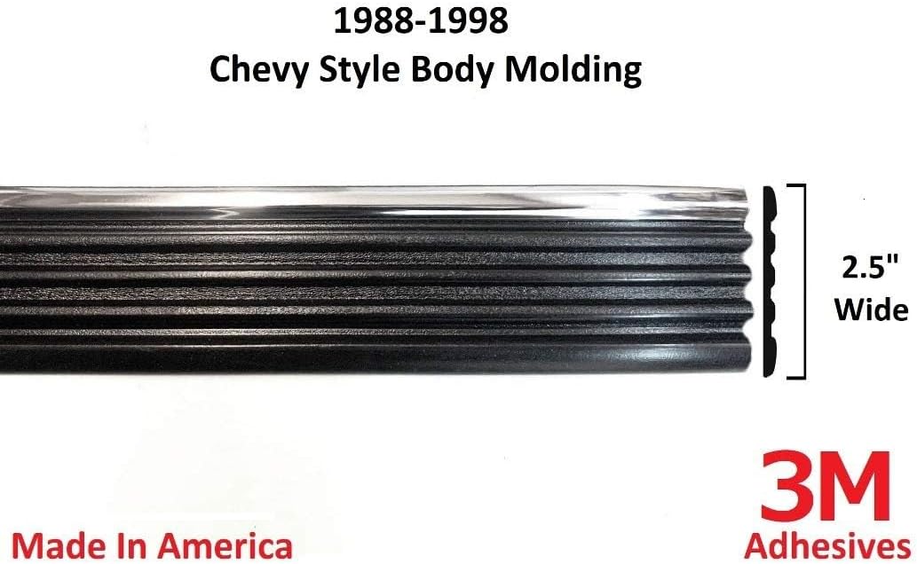 Replacement Chrome Side Body Trim Molding for 1988-1998 Chevy GMC Tahoe Suburban Silverado Pickup Truck - 2.5" (Full Roll - 320")