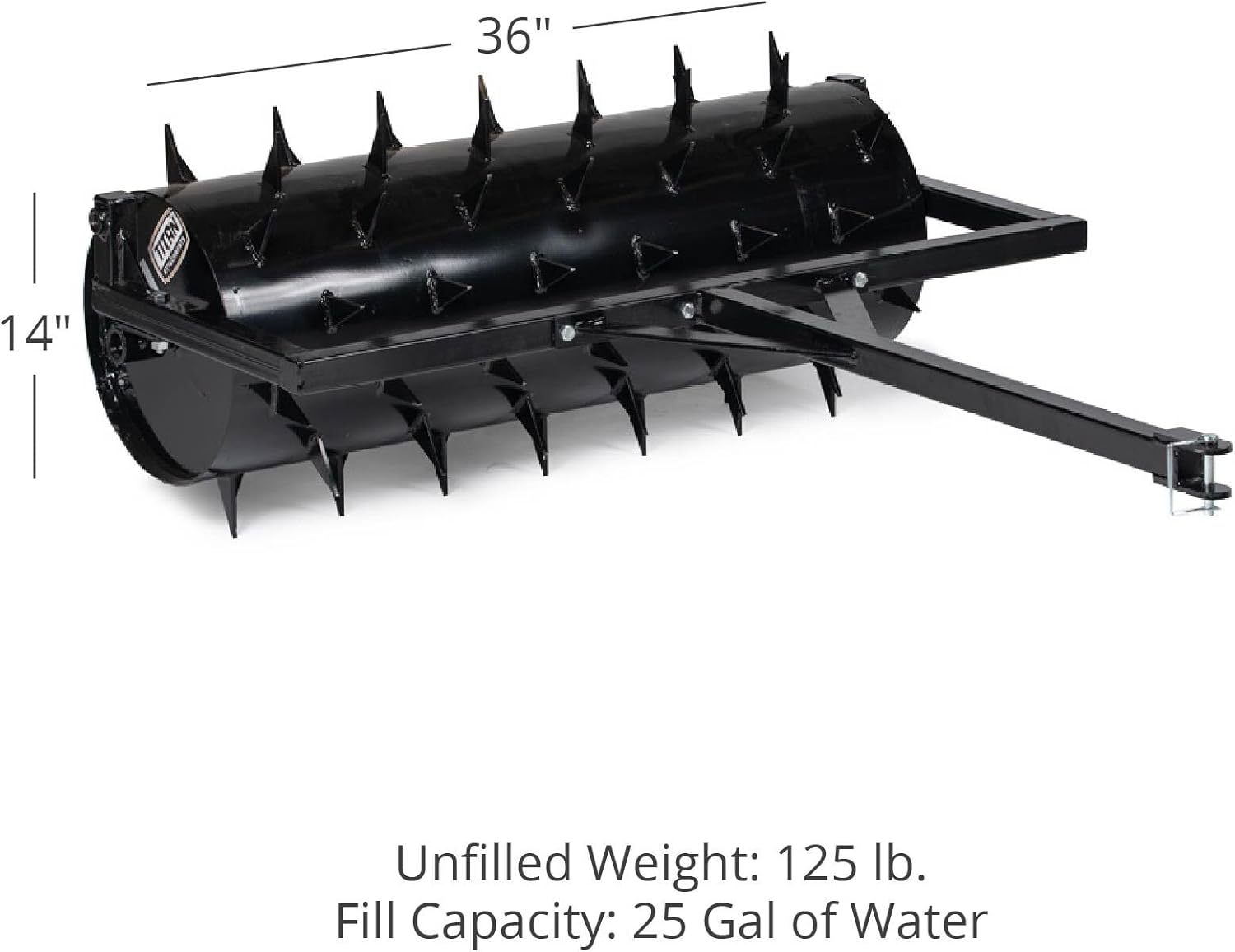 Titan 3 FT Tow-Behind Drum Spike Aerator Holds up to 25 Gal Water, 3" Long Welded On Spikes, for ATV UTV and Utility Tractor, Breaks Ground for Better Drainage & Fertilization