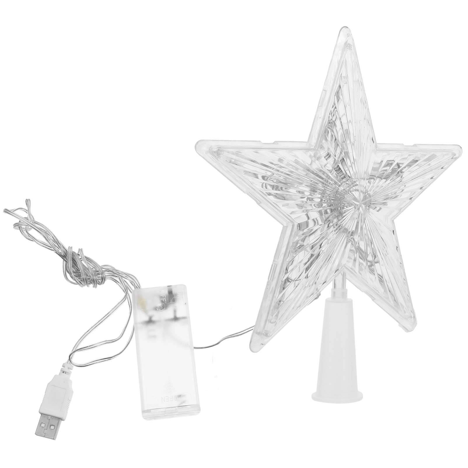 SOLUSTRE Christmas Tree Topper Lights LED Lighted Flashing Star Treetop Xmas Tree Decorative Light without Battery for Indoor Outdoor Holiday Party Decor (White)