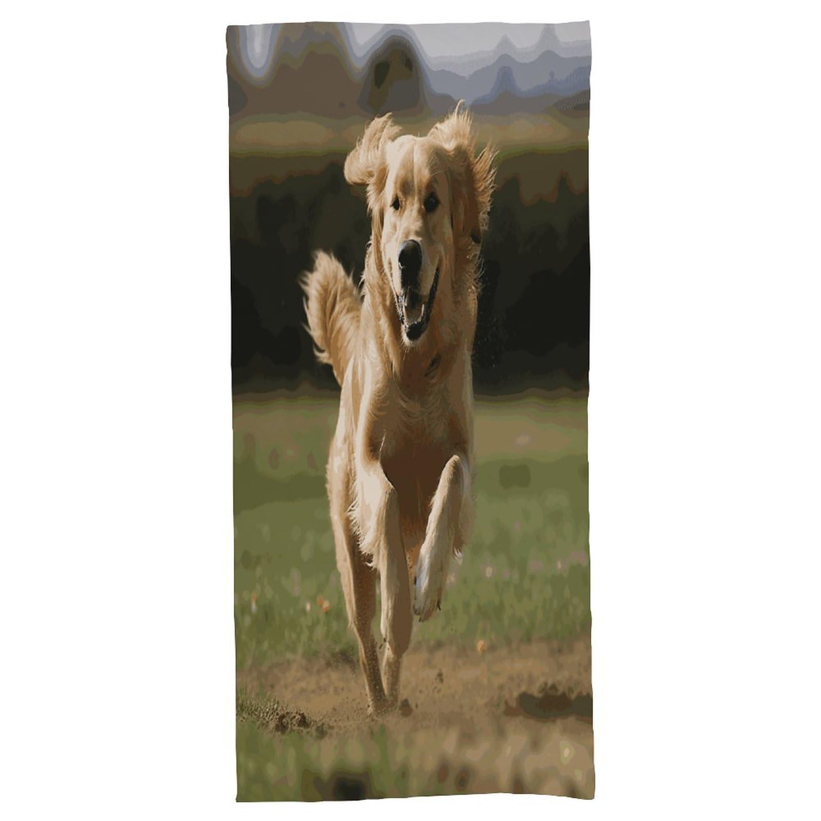 Fekiloot Men's Style Golden Retriever Running Bath Towel Highly Absorbent,Beach Towels For Wo,Pool Towel Bathroom Essential For Beach,Gym,Travel, Camp