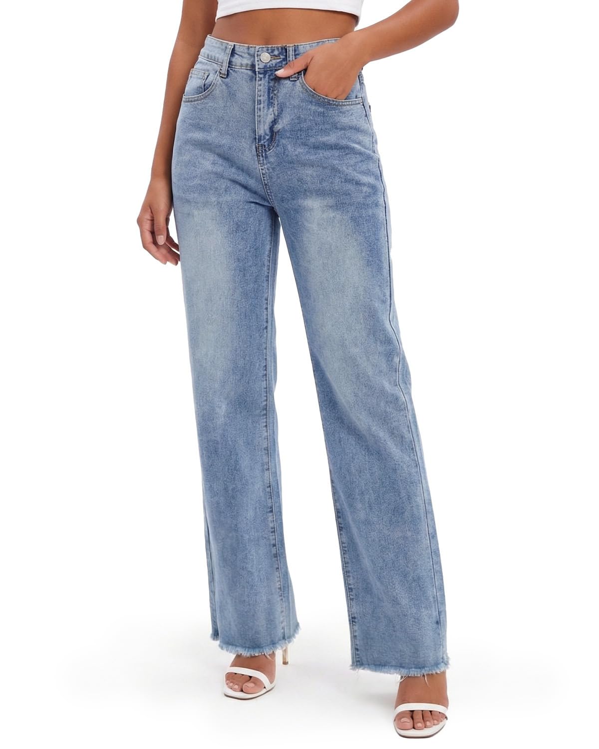 Zylioo Damen Jeans Extra Lang, Tall Female Jeanshose Mittlere Taille Denim Hose Geradem/Flared Schnitt