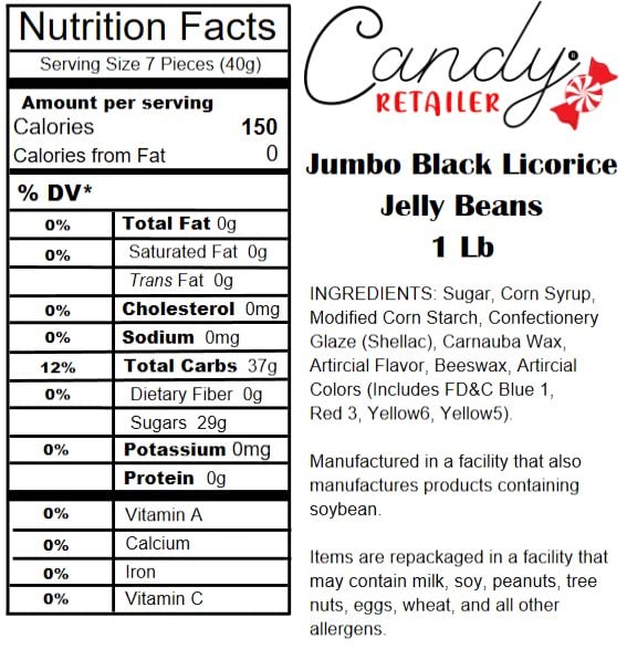 Candy Retailer Black Licorice Jumbo Jelly Beans, 1 Lb - image 5