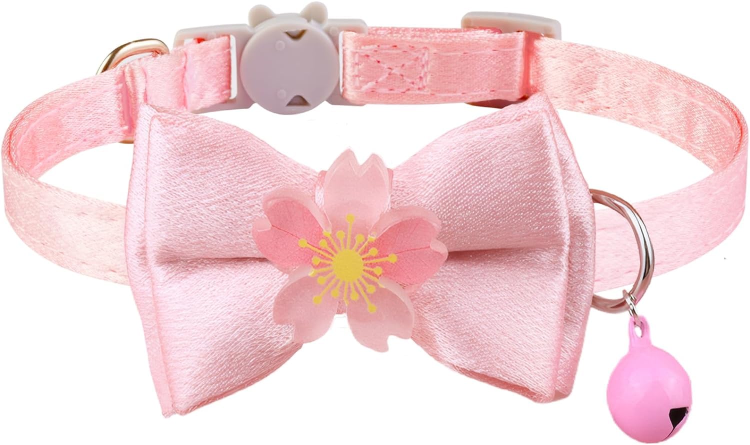Cute Kitten Collars for Girl Cat Collar Breakaway Pink Bow Cat Collar Girl Cat Accessories Bowtie Kitty Collar with Flower (Color C)