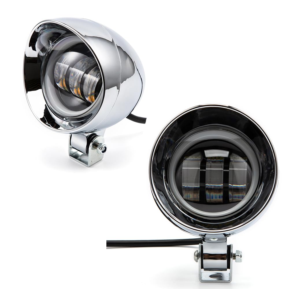 Moto Fendinebbia 3'' LED 12V Bianco Ambra DRL Lampada Ausiliaria Faro per Cruiser Chopper Cafe Racer ATV SUV