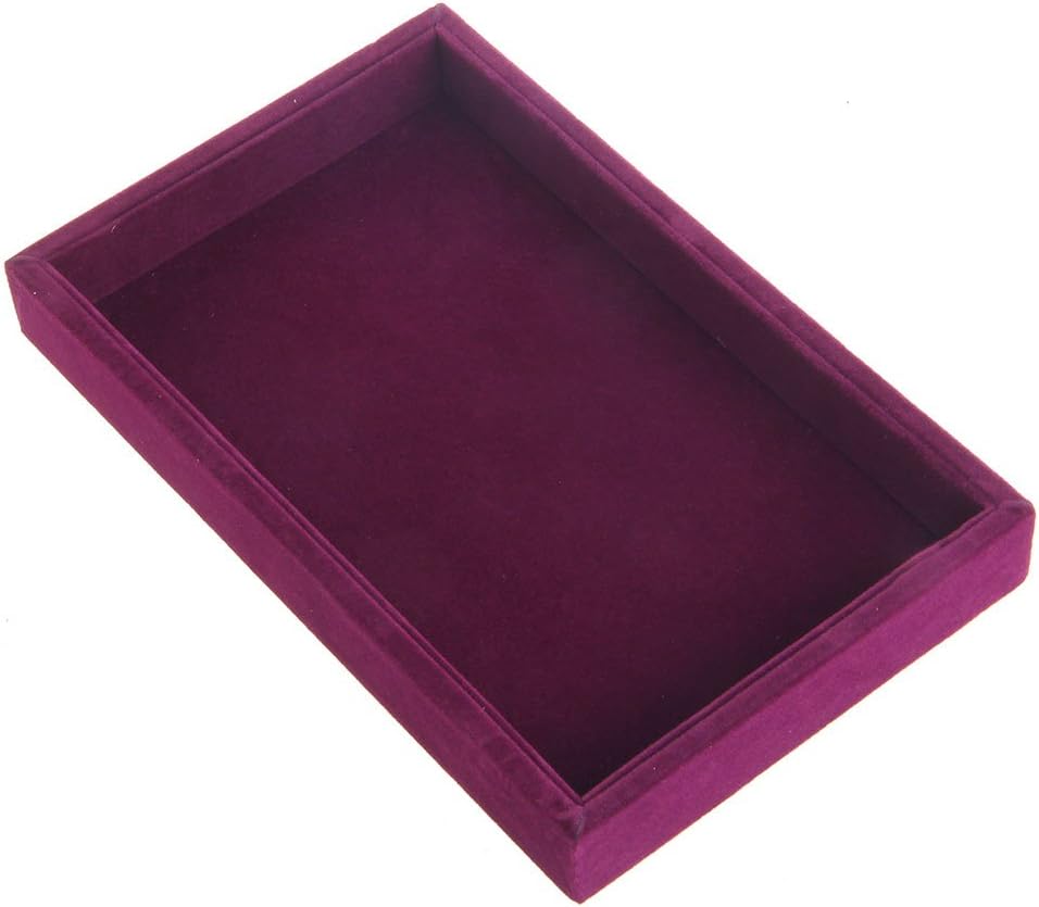 Youngy Velvet Jewelry Tray, Stackable Showcase Display Organizer for Ring Earring Necklace Pendants Bracelet Purple