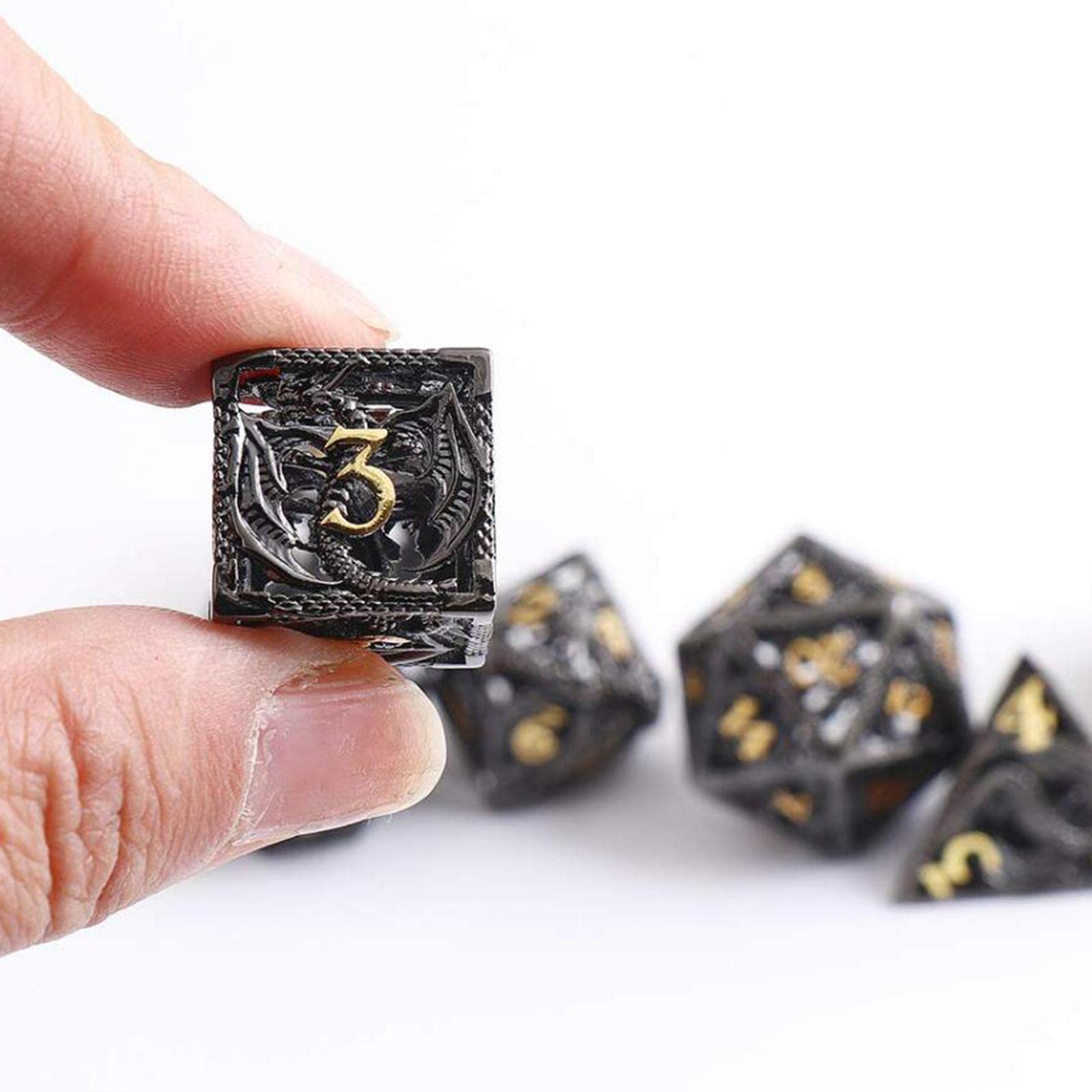 Harilla Ensemble de Dés En Métal de Cuivre Ancien Rol Polyèdre Dragon Diction Jeu