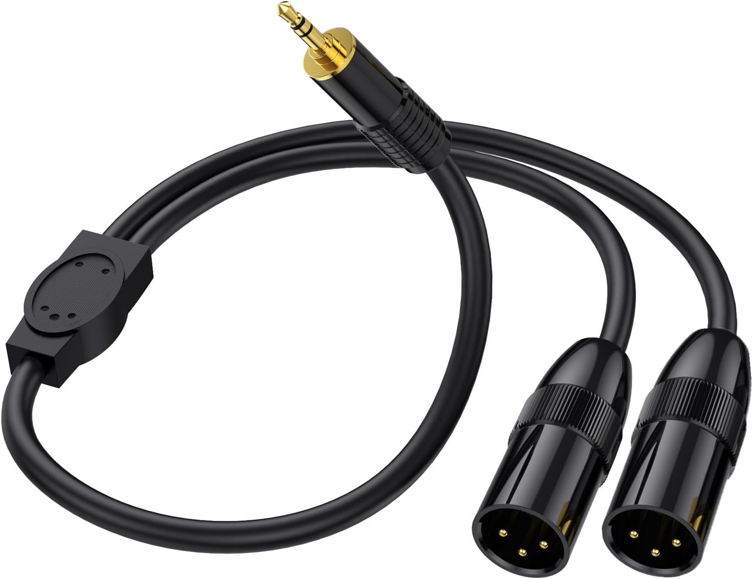 Disscool 3.5mm TRS Male to 2XLR Male Y Splitte Cord Microphone Stereo Unbalanced Audio Converter Adapter Cable for Mic, Mixer, Amplifier, Sound Card(0.5m/1.65ft)