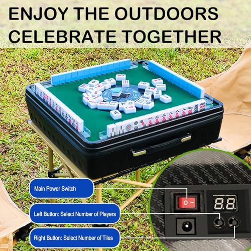 Mesa automática de Mahjong portátil con 152 fichas magnéticas miniatura 6