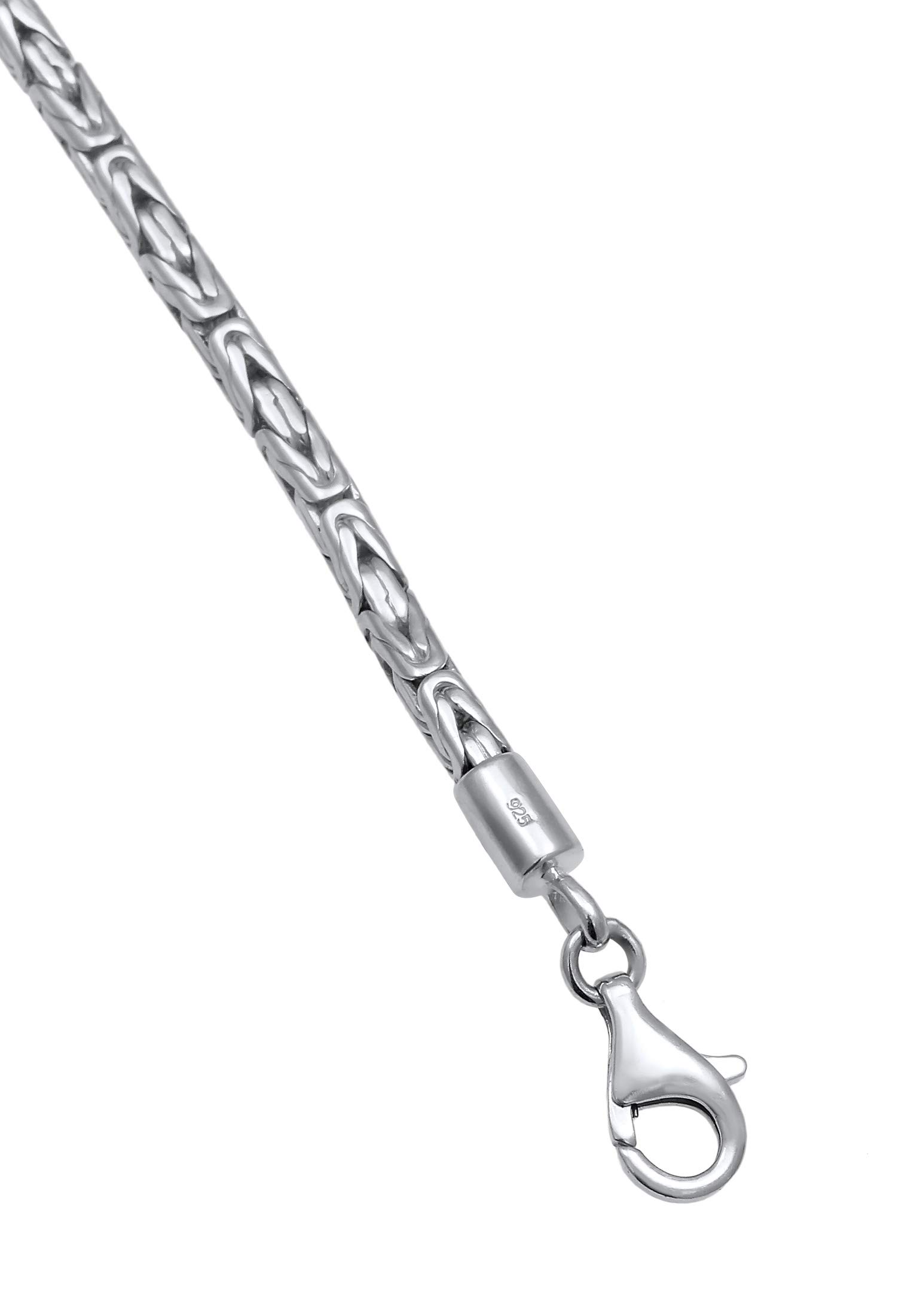 Kuzzoi Exclusivo collar de plata 925 para hombre (4 mm), cadena bizantina de plata maciza para hombre sin colgante, longitud 50 cm – 60 cm, 0109841420, 50 cm, Plata esterlina, Plateado