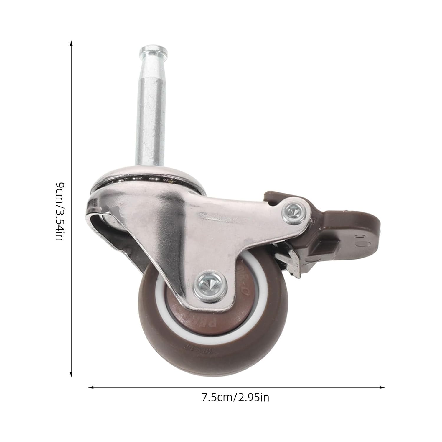 2pcs 1.5 Inch Stem Mount Casters for Changing Table and Nursery Furniture, Steel Hospital Bed Caster Wheels Brake, M8x38mm Sturdy Plastic Swivel Wheels for Day Care Nurseries