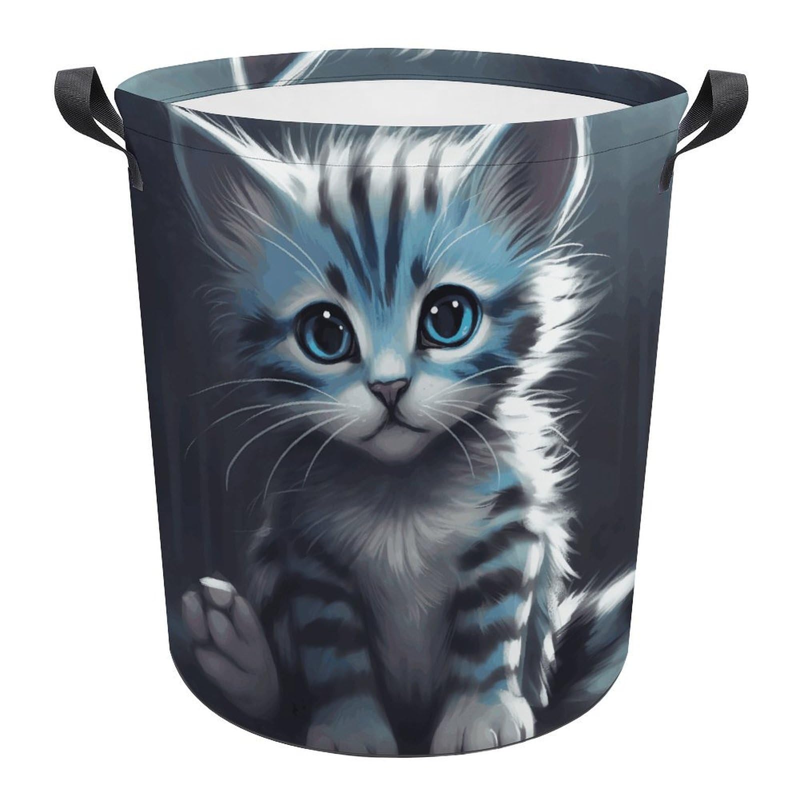 Panier à linge pliable chat rayé idéal pour trier le linge en chambre