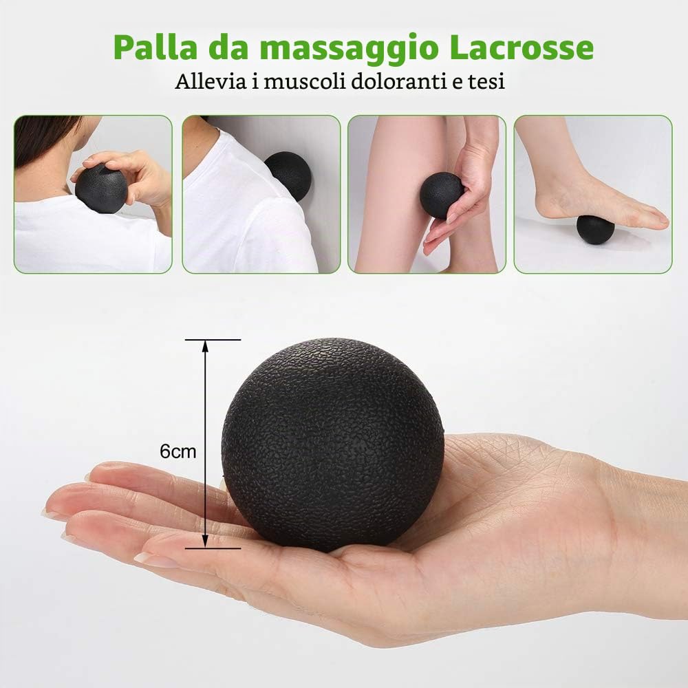 Odoland Rullo in Schiuma, Rullo da Massaggio 5 in 1, Rullo di Gommapiuma con Punti Trigger + Bastoncino per Massaggio Muscolare + Palline per Massaggio + Borsa per il Trasporto per CrossFit, Pilates
