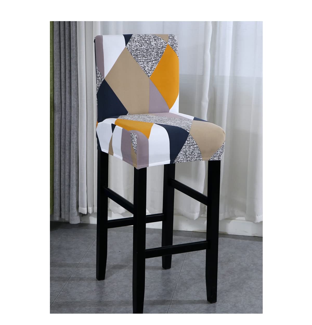 Housses De Tabouret De Bar Extensibles - Lot De 4 - En Polyester, Assise 38-44x45-51 Cm, Dossier 25-30x39-45 Cm - Pour Cuisine, Salon, Restaurant
