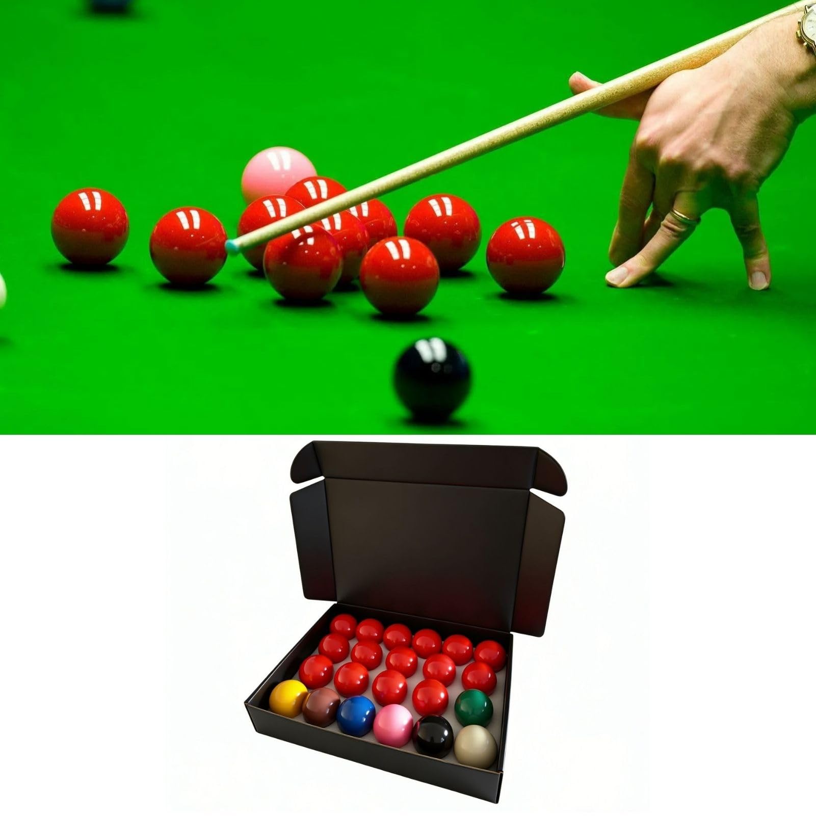 Snooker Kugeln Set, 22 Stück 52,5 mm Snooker Balls Set Harz Britisches Billardkugeln Set, 15 Rote, 6 Farbige und 1 Weiß Kugel