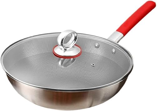 Titanium Alloy Pan Uncoated,12.6in Cooking Pan,Nonstick Skillet Cookware with Lid for Daily Use Restaurant Apartment Hotel Camping Dormitory Kitchen Indoor 32cm