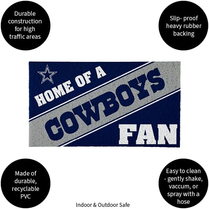 Team Sports America Dallas Cowboys, Officially Licensed Door Mat 28 x 16 Inches Indoor Outdoor Sports Fan Rug