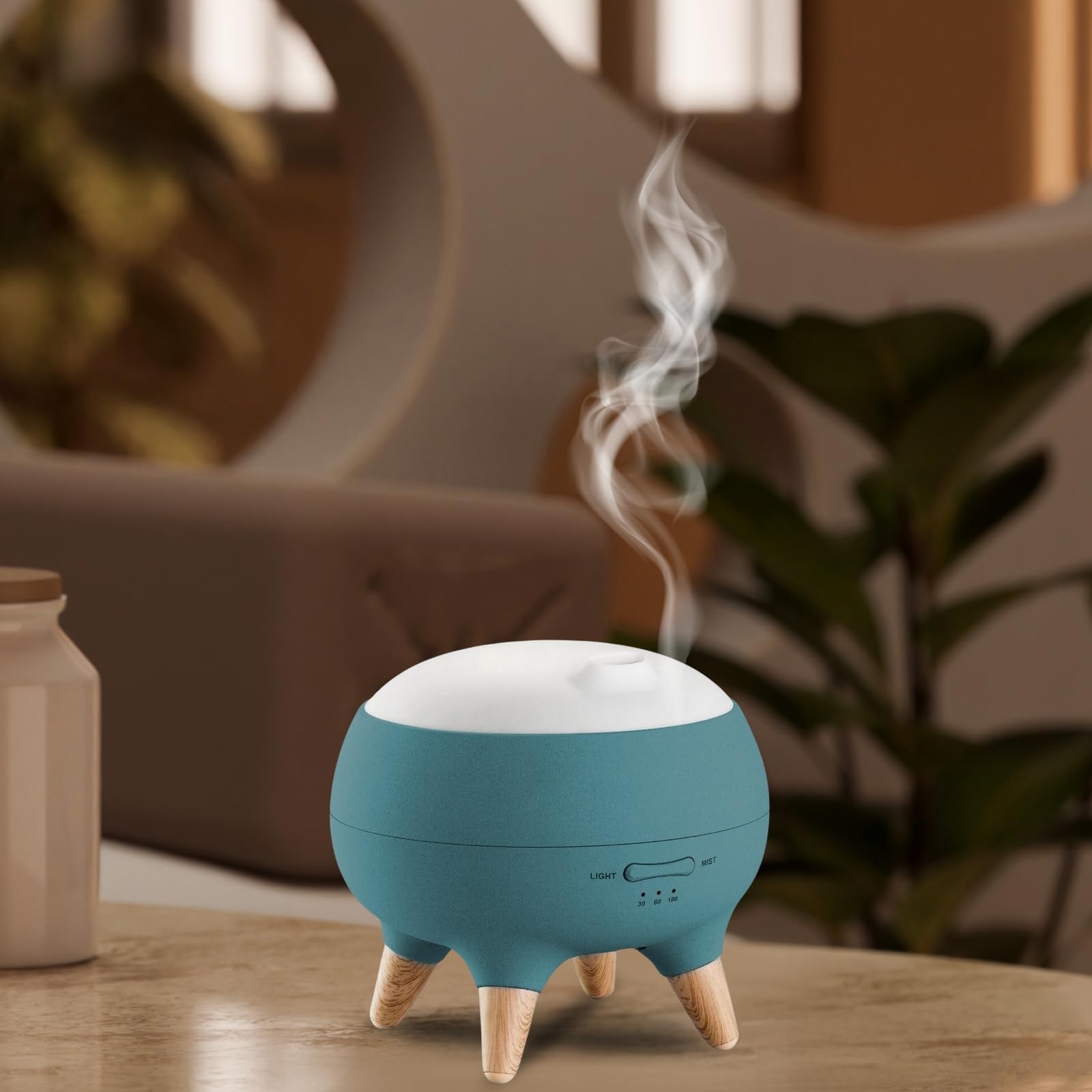 Zen’Arôme Diffuseur Huile Essentielle Julio, Diffuseur Ultrasonique Aromathérapie à Froid, Diffuseur Électrique de Parfum, 2 Modes de Diffusion et Fonction Minuterie, Éclairage LED, Design Original