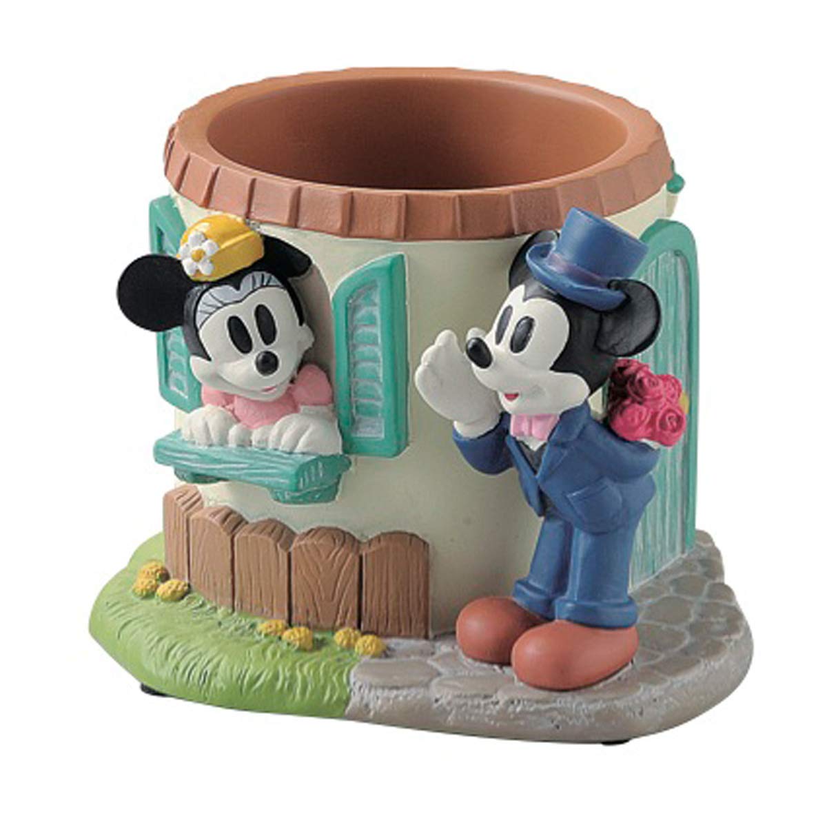 【美品】ミッキーマウス＆ミニーマウス ベンチプランタースタンド 加藤工芸製 加藤工芸 ベンチプランタースタンド ミッキー＆ミニー