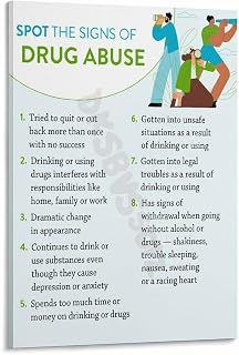 Drug Hazard Alcohol Awareness Poster Canvas Painting Wall Art Poster for Bedroom Living Room Decor 12x18inch(30x45cm) Frame-style