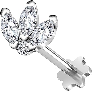 16g Flower Helix Cartilage Tragus Earrings Stud for Women Internally Threaded 16g CZ Labret Monroe Studs Piercing Jewelry Conch Piercing