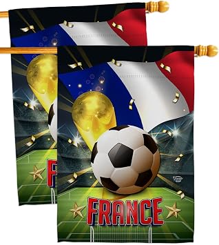 World Cup France Wall 2 Pcs Banner Flag Patio Lawn Garden Room Decorations Outdoor Tapestry Yard Signs Art FIFA Team Qatar Trophy Soccer Game Football Gifts, Made in USA